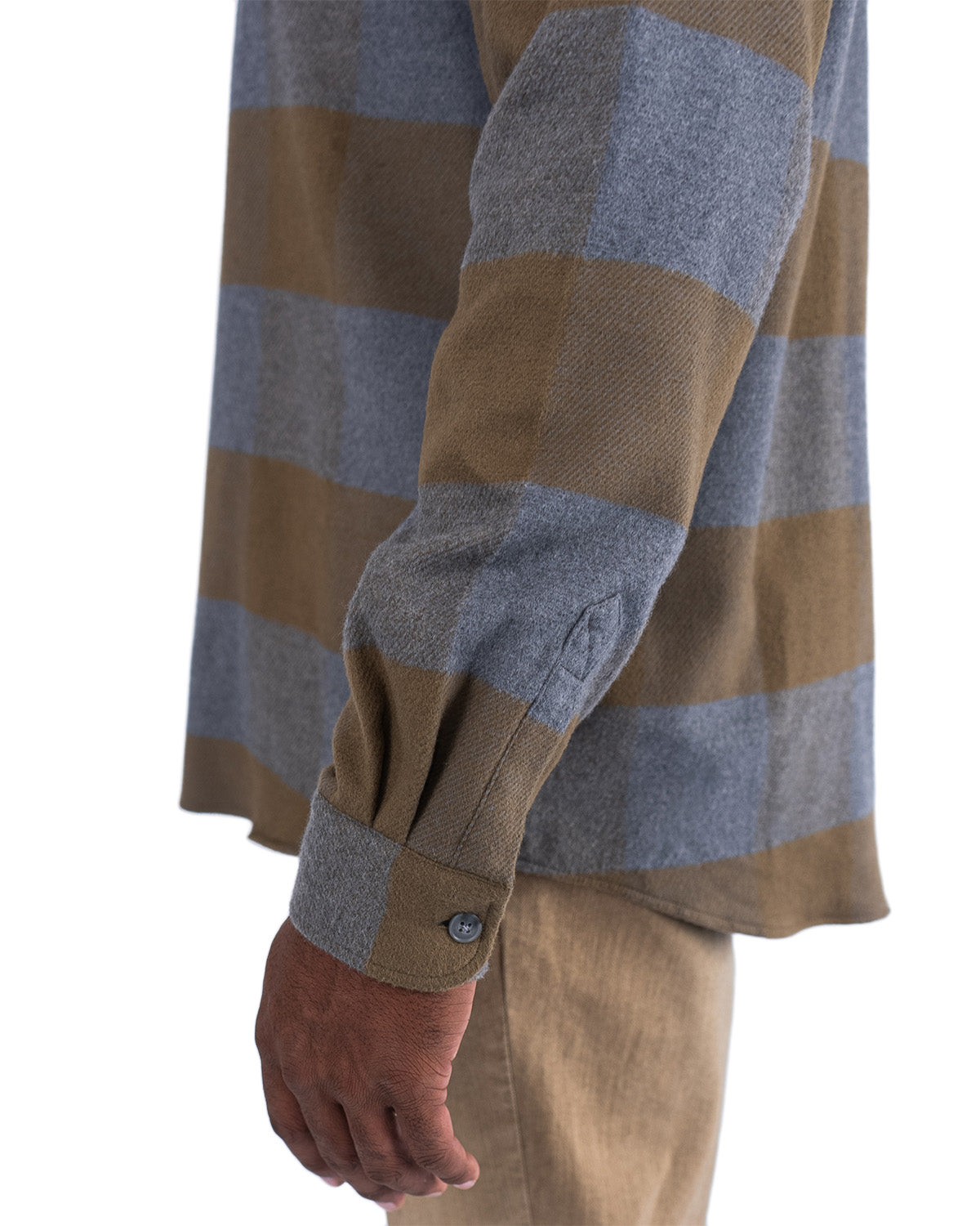 Relaxed Fitting Flannel Shirt for Men in Caper Green