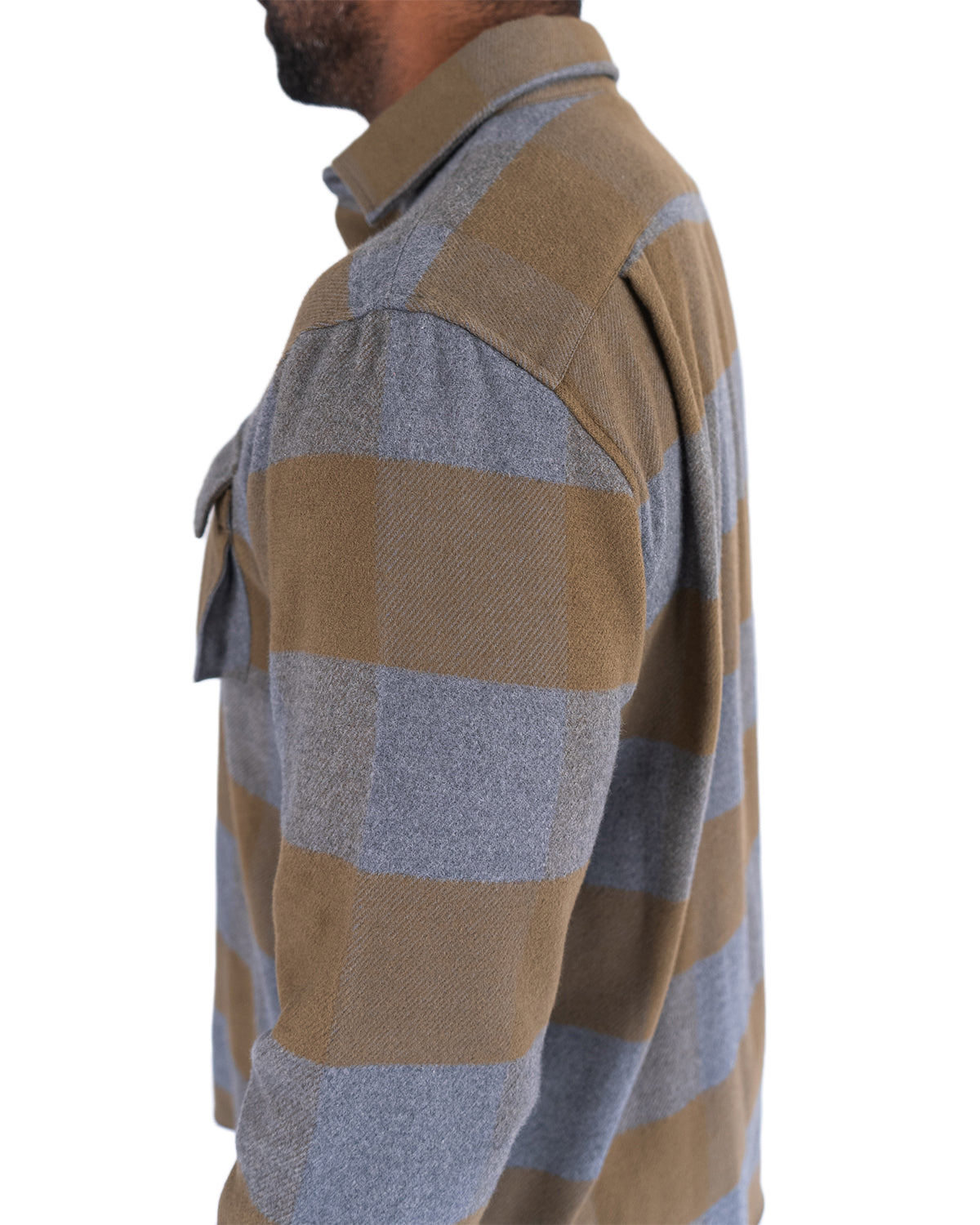 Relaxed Fitting Flannel Shirt for Men in Caper Green