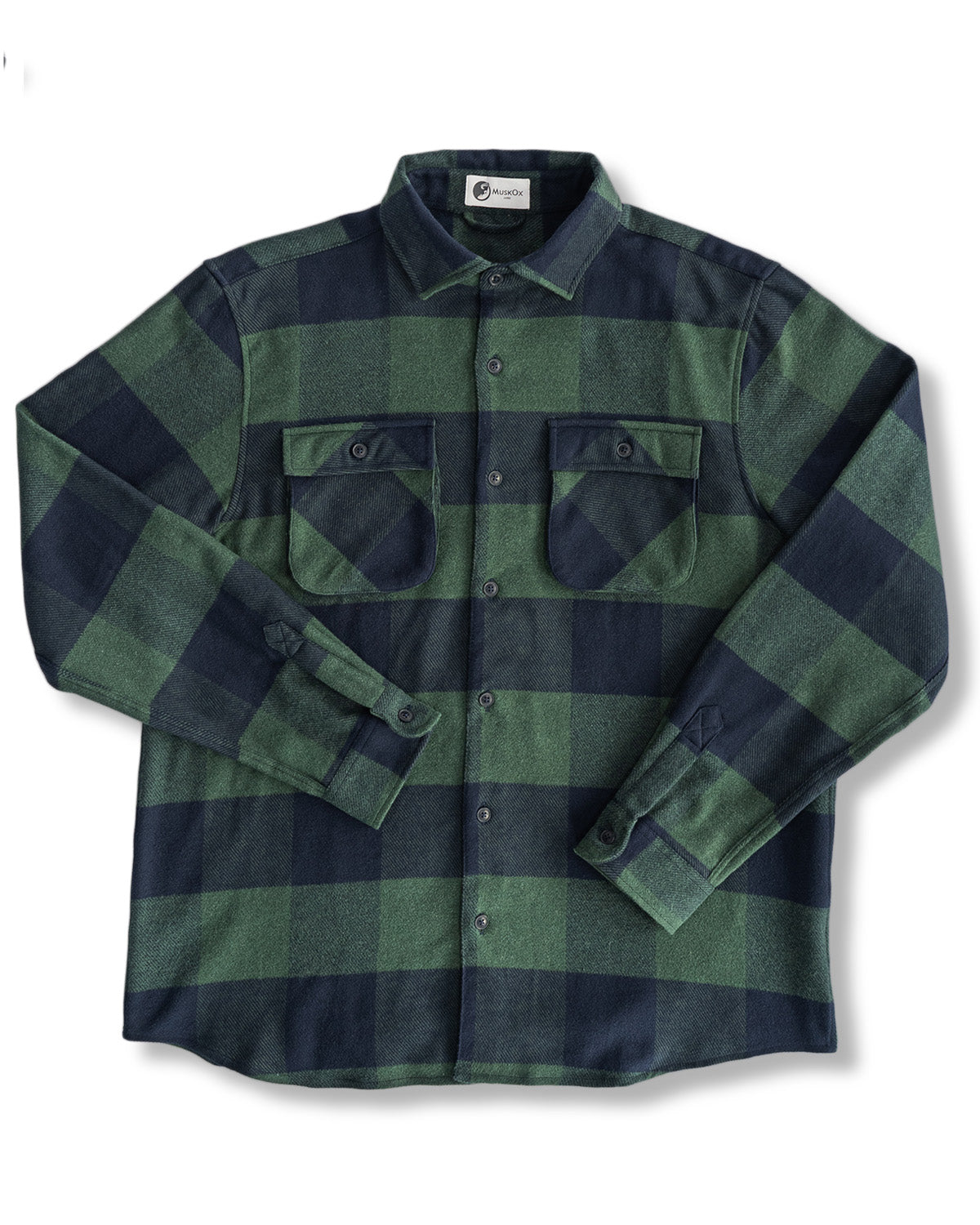 Relaxed Flannel, Green & Navy Relaxed Fitting Heavyweight Flannel ...