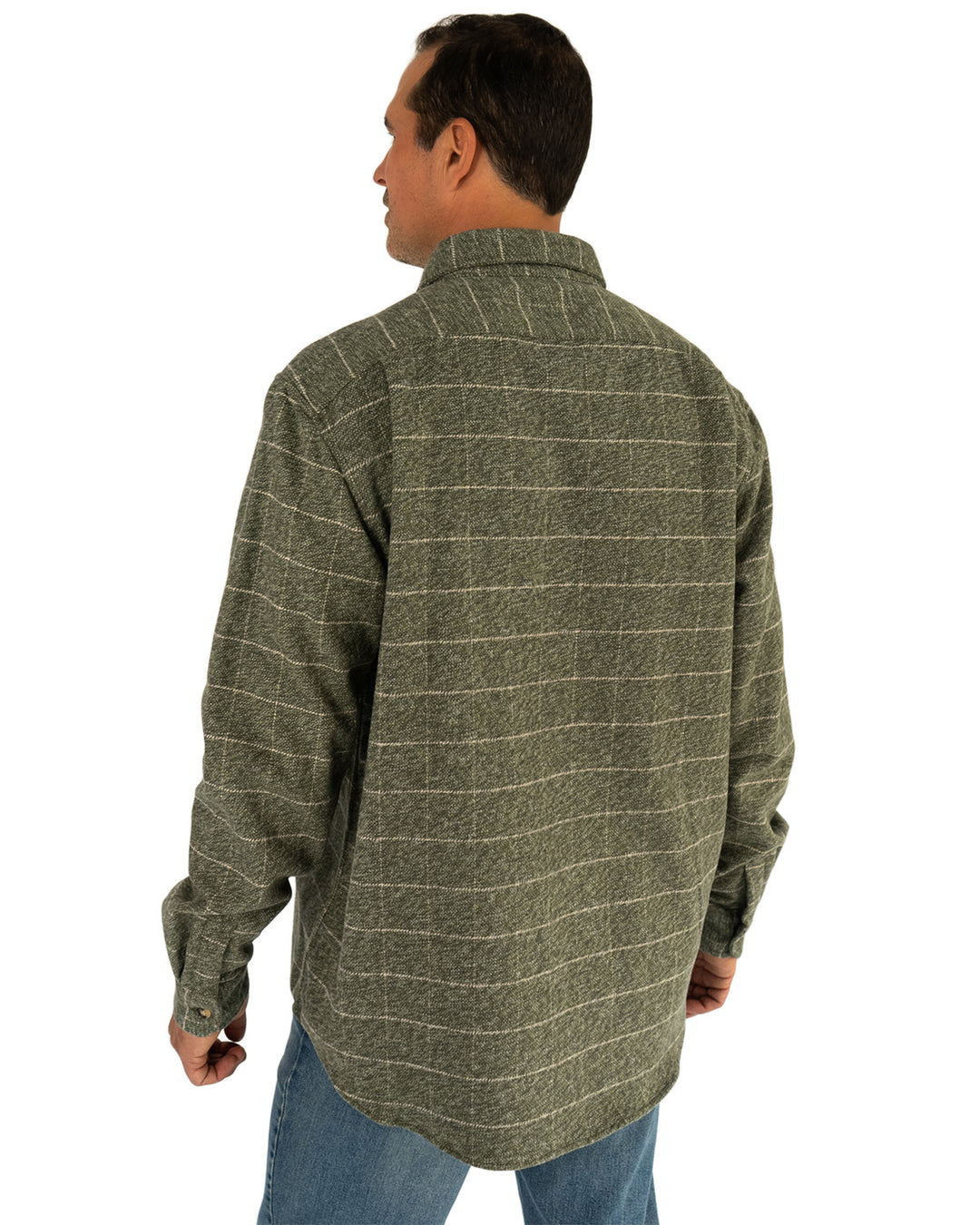 Relaxed fitting flannel shirt in Moss Green by MuskOx Flannels for Men
