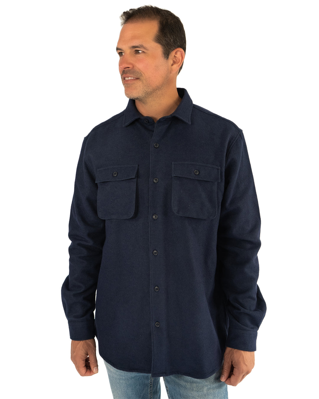 Relaxed Fitting Flannel Shirt for Men in Navy