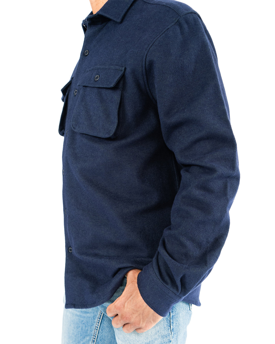 Relaxed Fitting Flannel Shirt for Men in Navy