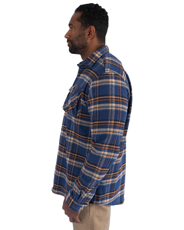 Relaxed Fitting Flannel Shirt for Men in Pecan Plaid