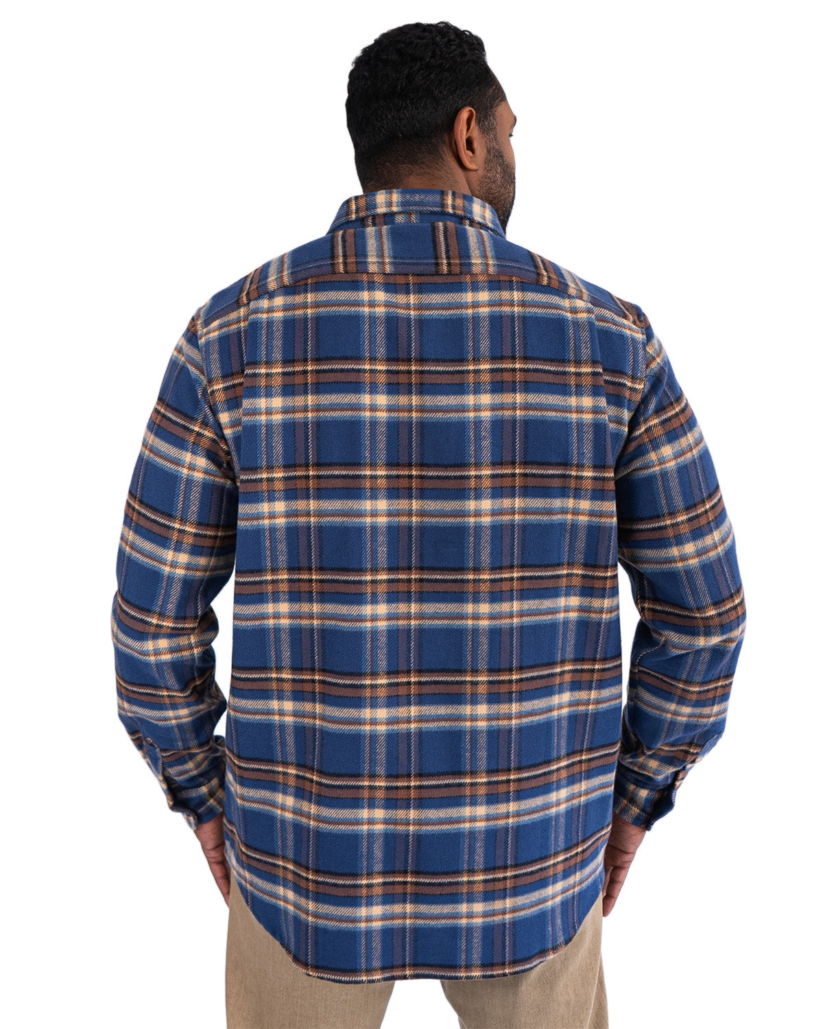 Relaxed Fitting Flannel Shirt for Men in Pecan Plaid