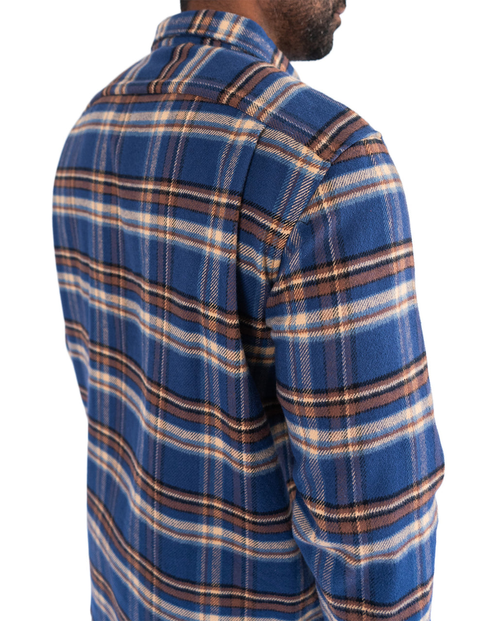 Relaxed Fitting Flannel Shirt for Men in Pecan Plaid