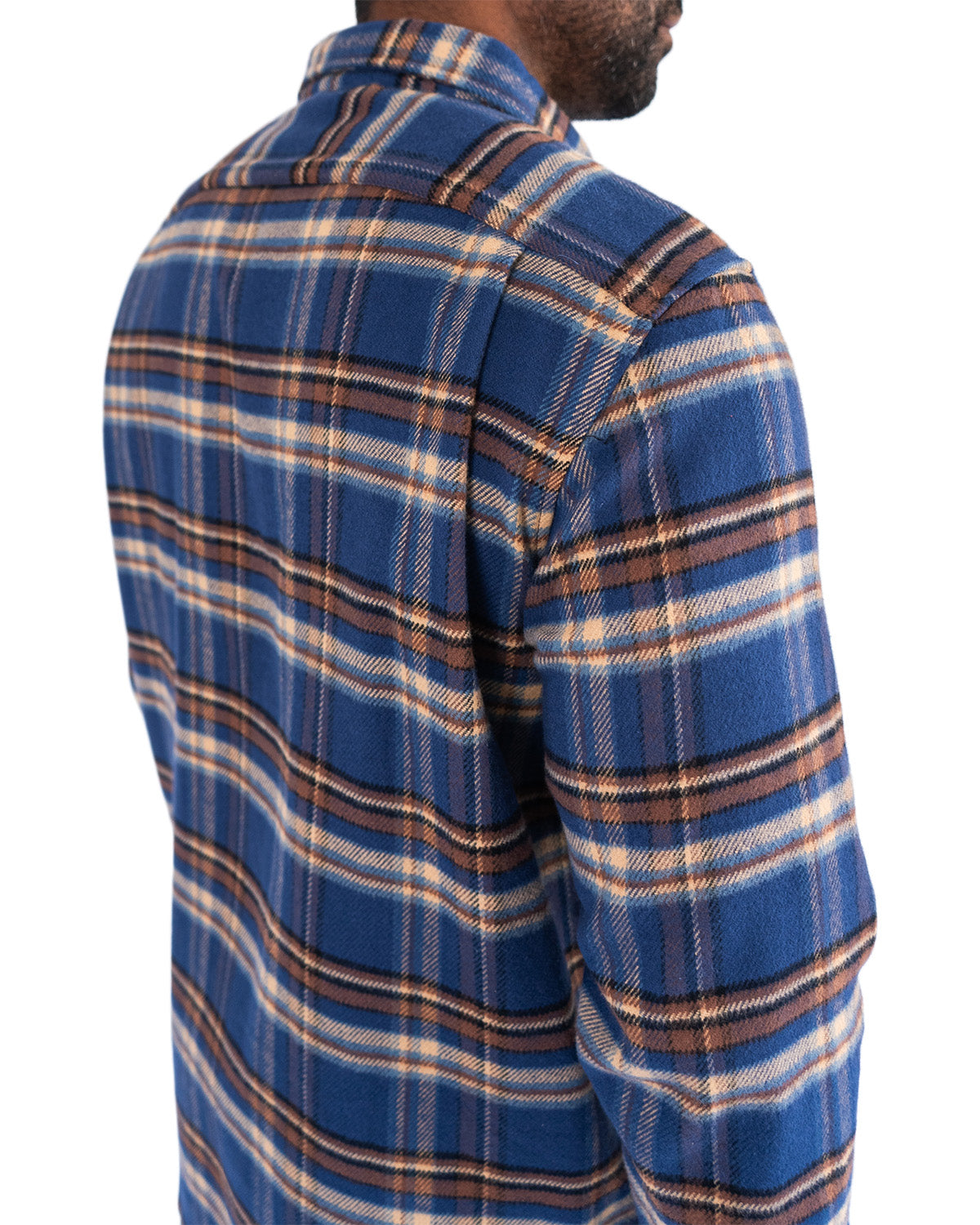 Relaxed Fitting Flannel Shirt for Men in Pecan Plaid