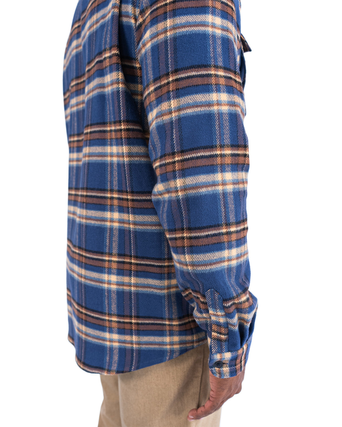 Relaxed Fitting Flannel Shirt for Men in Pecan Plaid