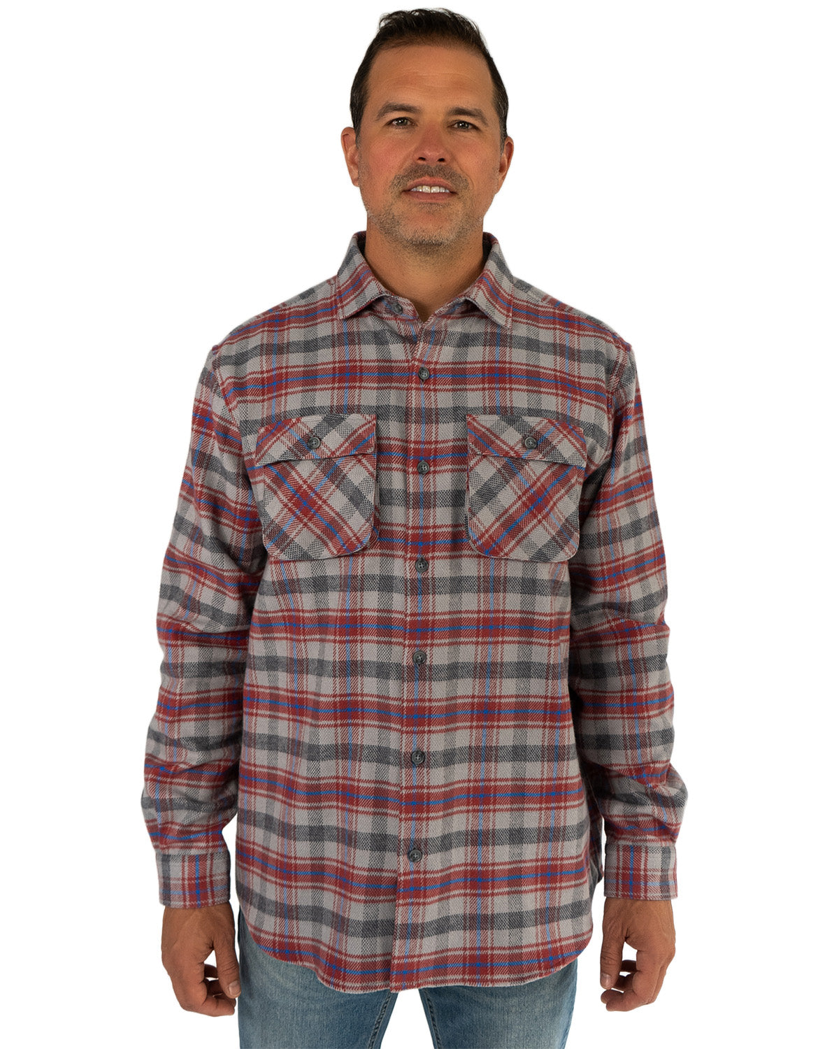 Relaxed Fitting Flannel Shirt for Men in Sedona Red Plaid