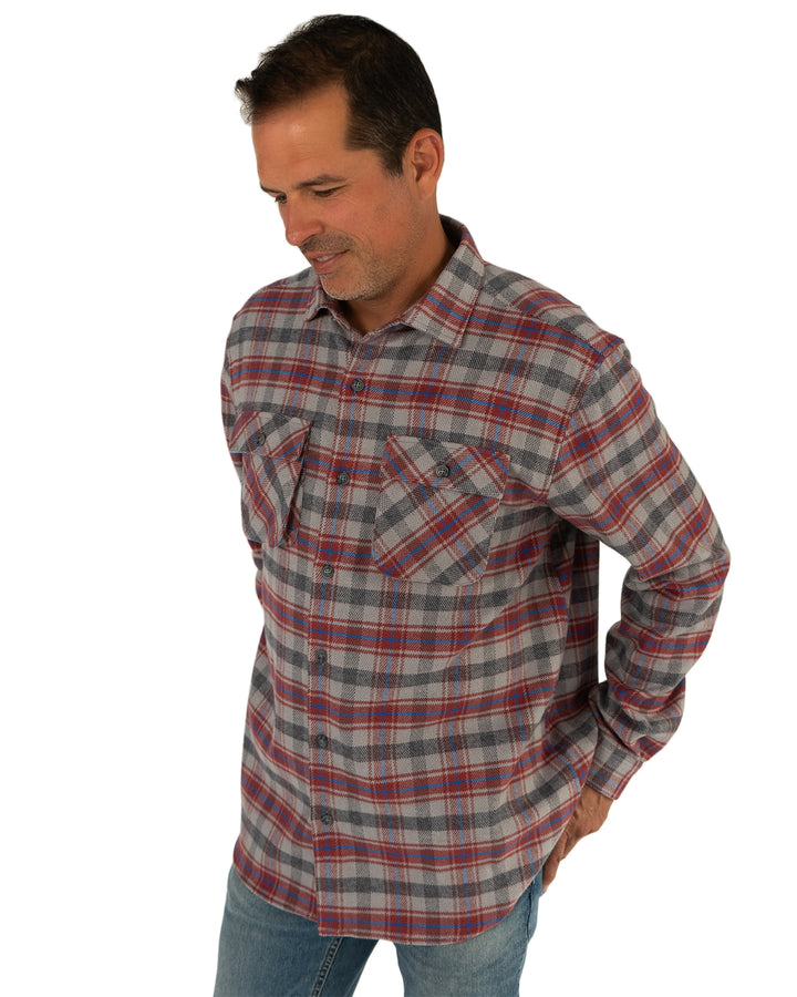 Relaxed Fitting Flannel Shirt for Men in Sedona Red Plaid
