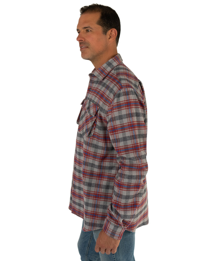 Relaxed Fitting Flannel Shirt for Men in Sedona Red Plaid