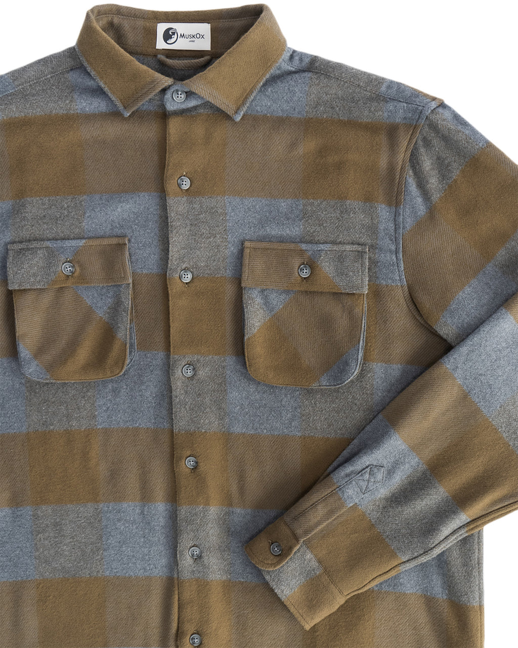 Relaxed Fitting Flannel Shirt for Men in Caper Green