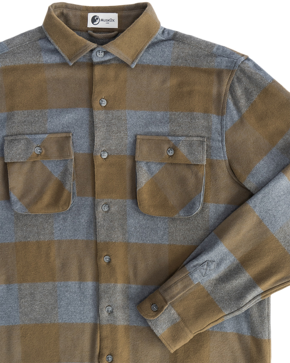 Relaxed Fitting Flannel Shirt for Men in Caper Green