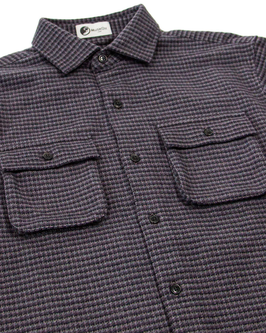 Relaxed fitting charcoal grey flannel shirt for men by MuskOx Flannels, made with 100% heavyweight cotton