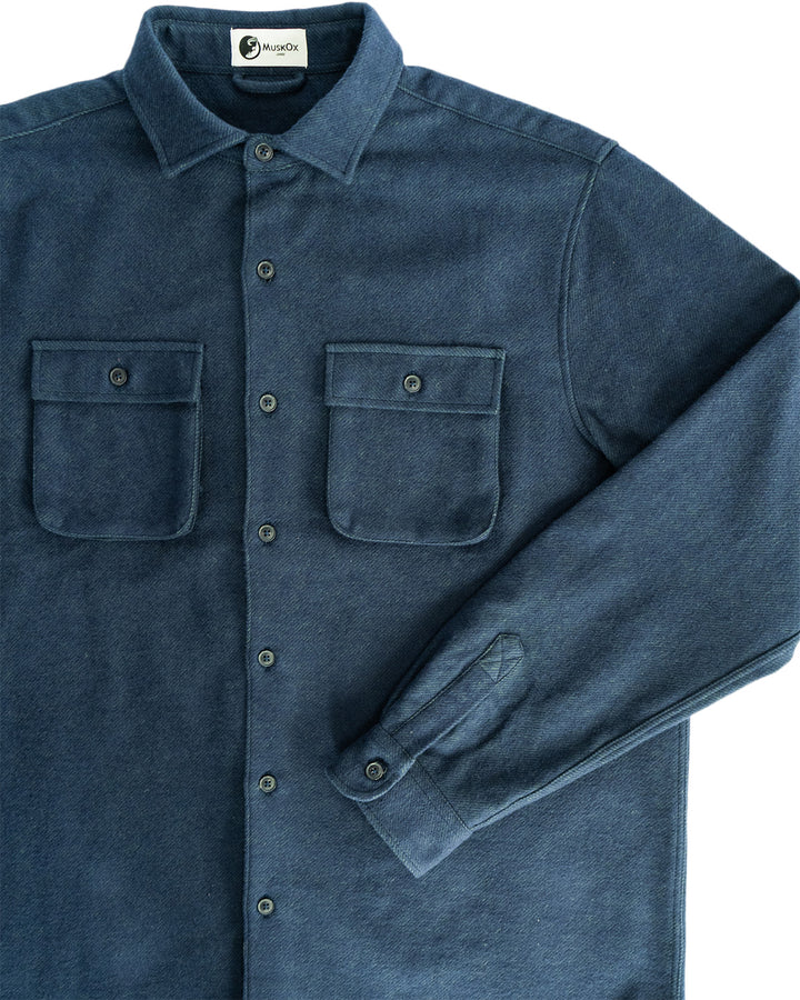 Relaxed Fitting Flannel Shirt for Men in Navy