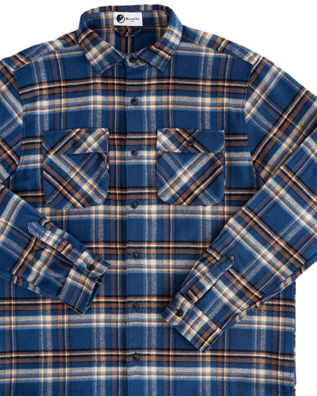Relaxed Fitting Flannel Shirt for Men in Pecan Plaid