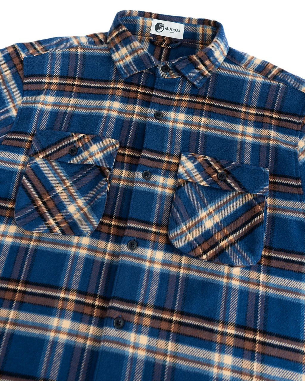 Relaxed Fitting Flannel Shirt for Men in Pecan Plaid