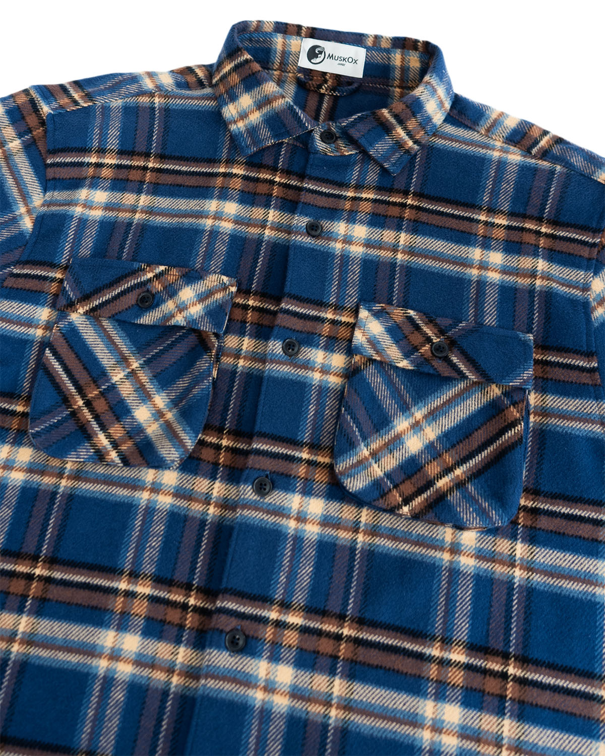 Relaxed Fitting Flannel Shirt for Men in Pecan Plaid