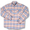 Relaxed Fitting Flannel Shirt for Men, 100% Heavyweight Cotton Shirt in Blue and Orange Plaid