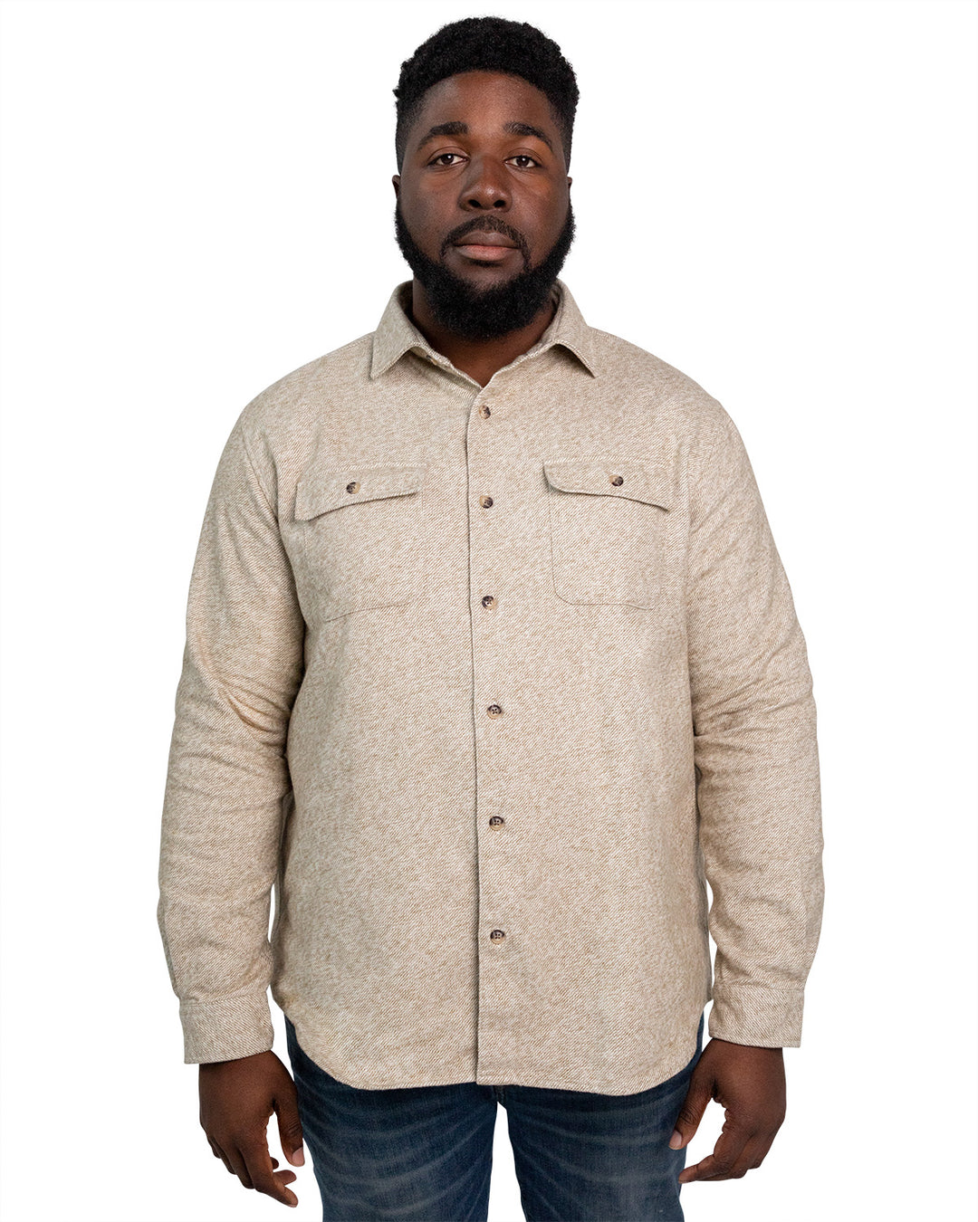 Relaxed Fitting Flannel Shirt for Men, 100% Heavyweight Cotton Shirt in Seagrass