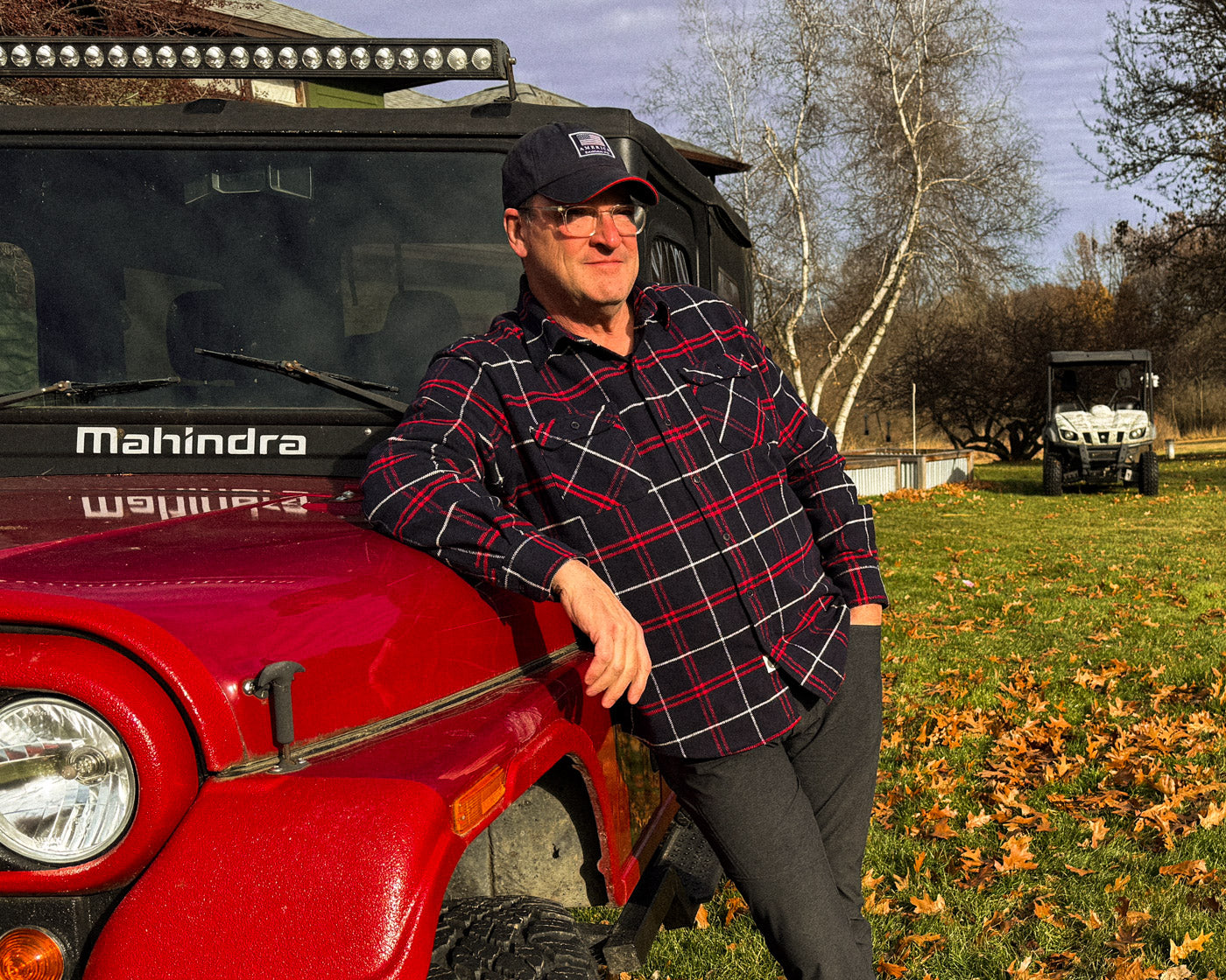 Steve Gruber wearing a Marine Plaid MuskOx Grand Flannel