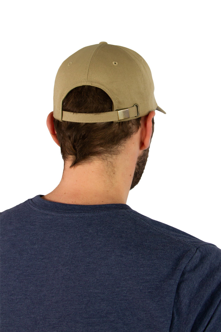 MuskOx Logo Patch Hat in Driftwood, Cotton Twill Chino Hat with Strap, Embroidered in USA