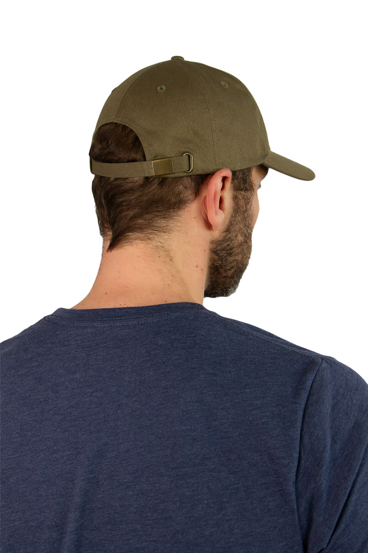 MuskOx Logo Patch Hat in Loden Green, Cotton Twill Chino Hat with Strap, Embroidered in USA