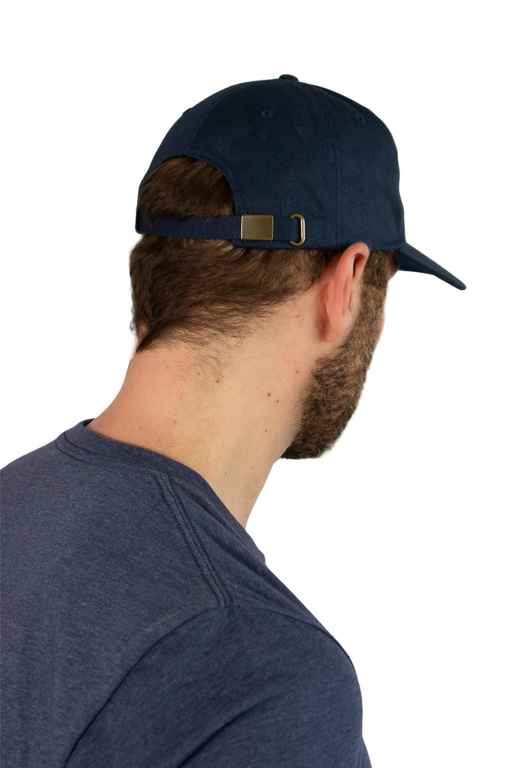 MuskOx Logo Patch Hat in Navy, Cotton Twill Chino Hat with Strap, Embroidered in USA