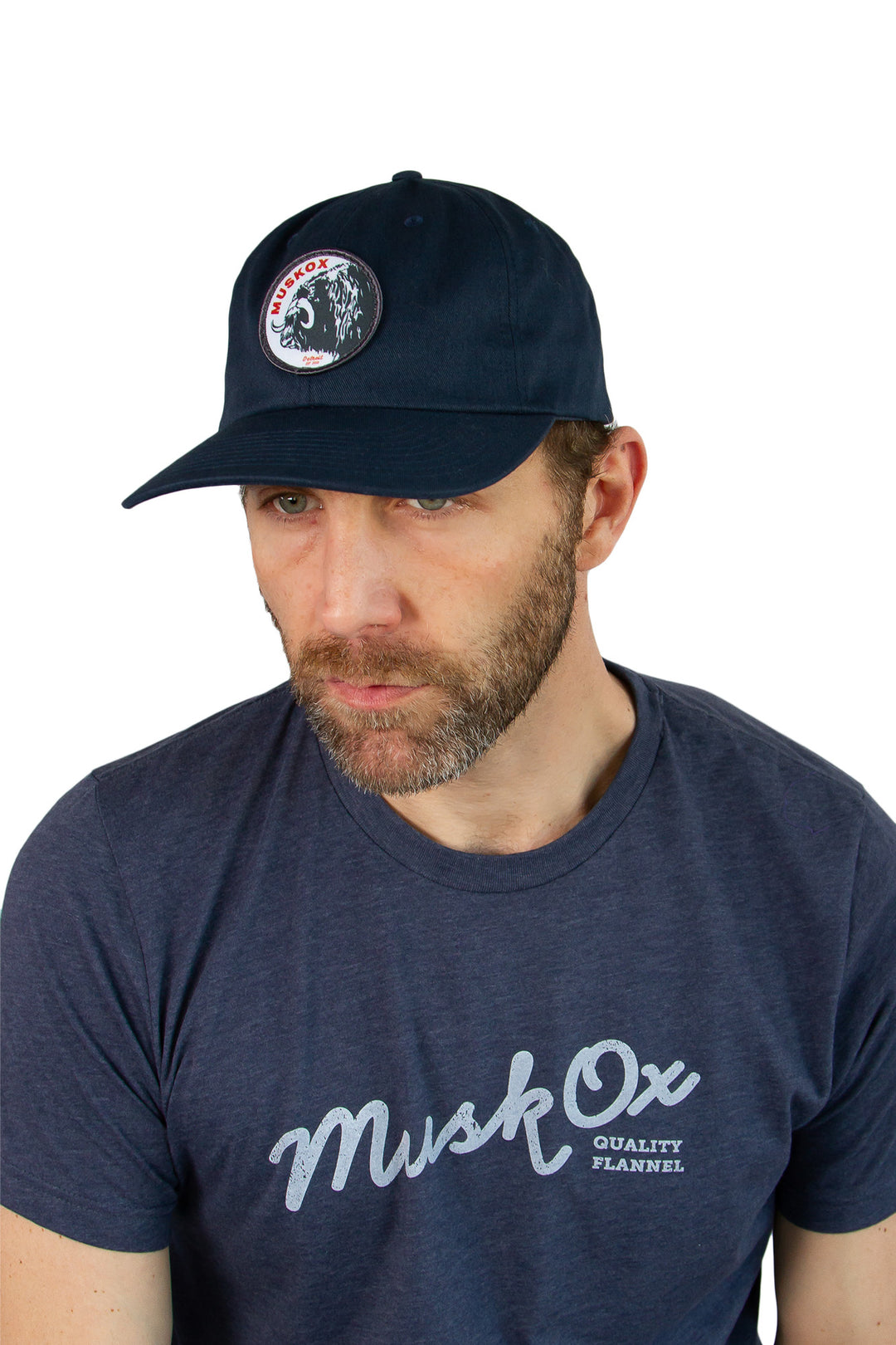 MuskOx Logo Patch Hat in Navy, Cotton Twill Chino Hat with Strap, Embroidered in USA