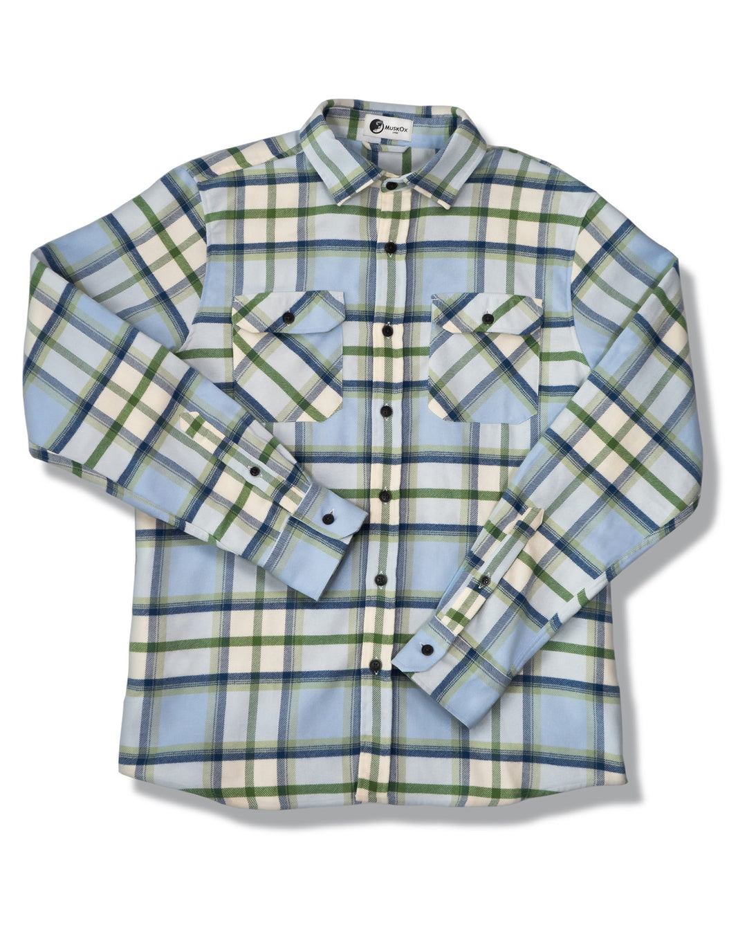 MuskOx Three Seasons Flannel shirt in Light Blue Plaid