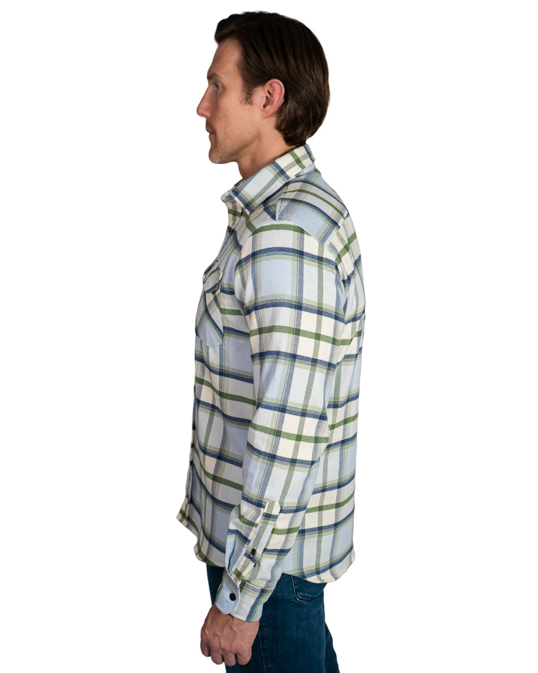 MuskOx Three Seasons Flannel shirt in Light Blue Plaid