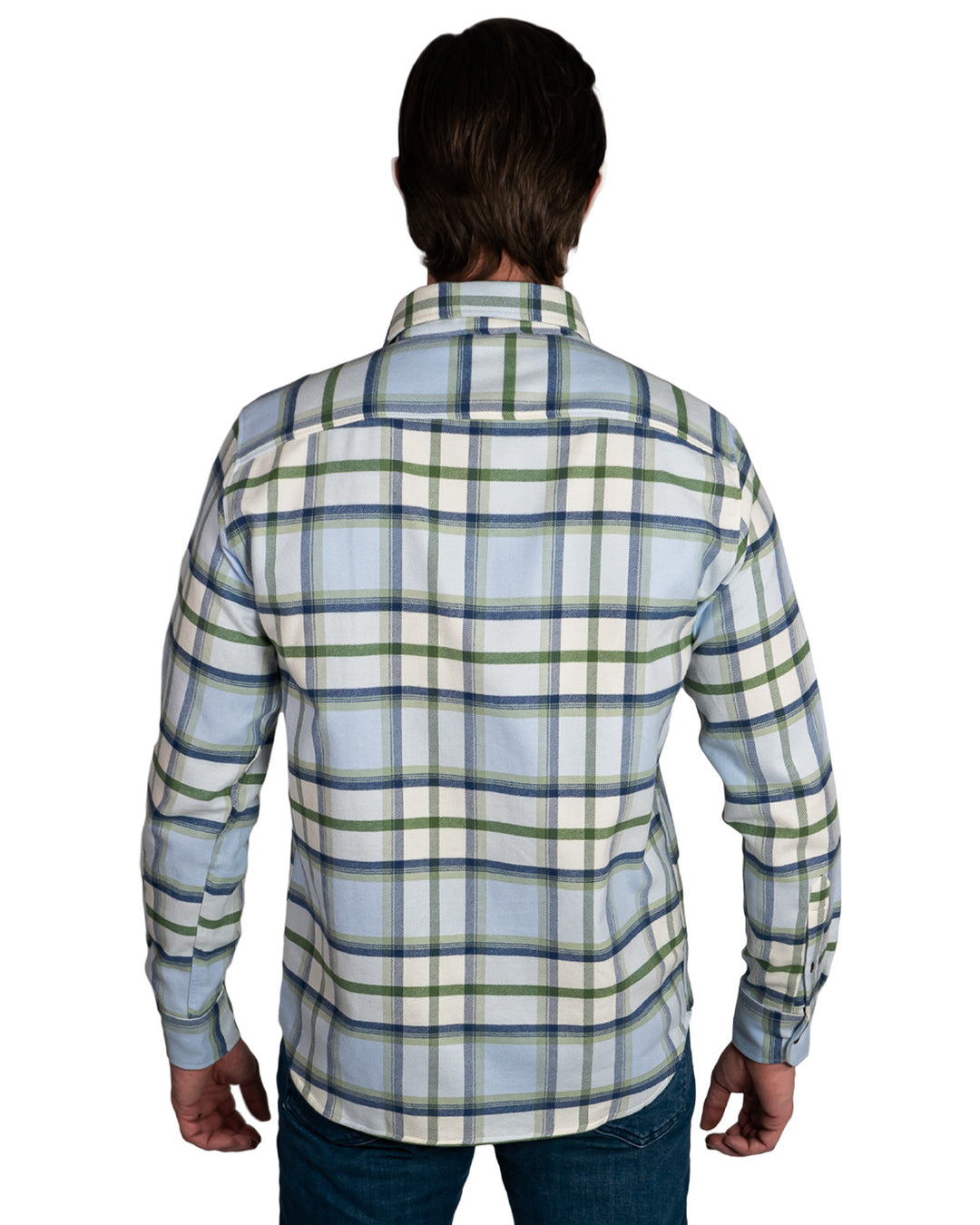 MuskOx Three Seasons Flannel shirt in Light Blue Plaid