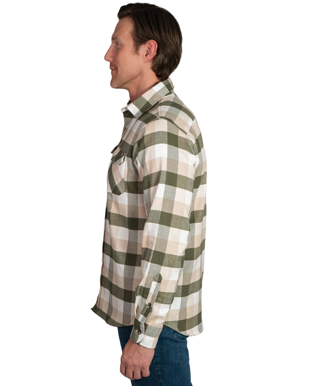 MuskOx Three Seasons Flannel in Pine, 100% cotton lightweight flannel shirt for men