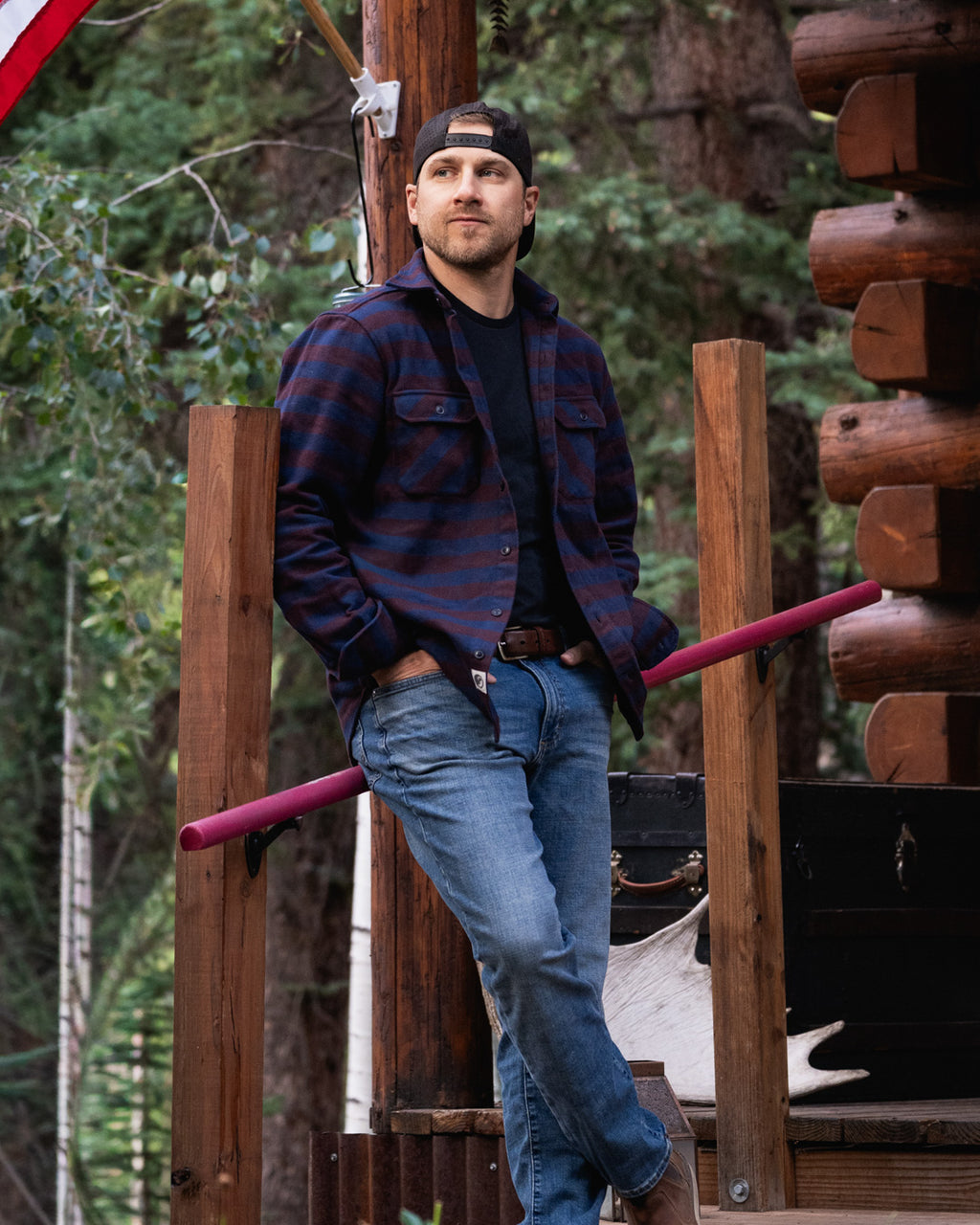 American-Made Flannel Shirt for Men in Brown and Blue