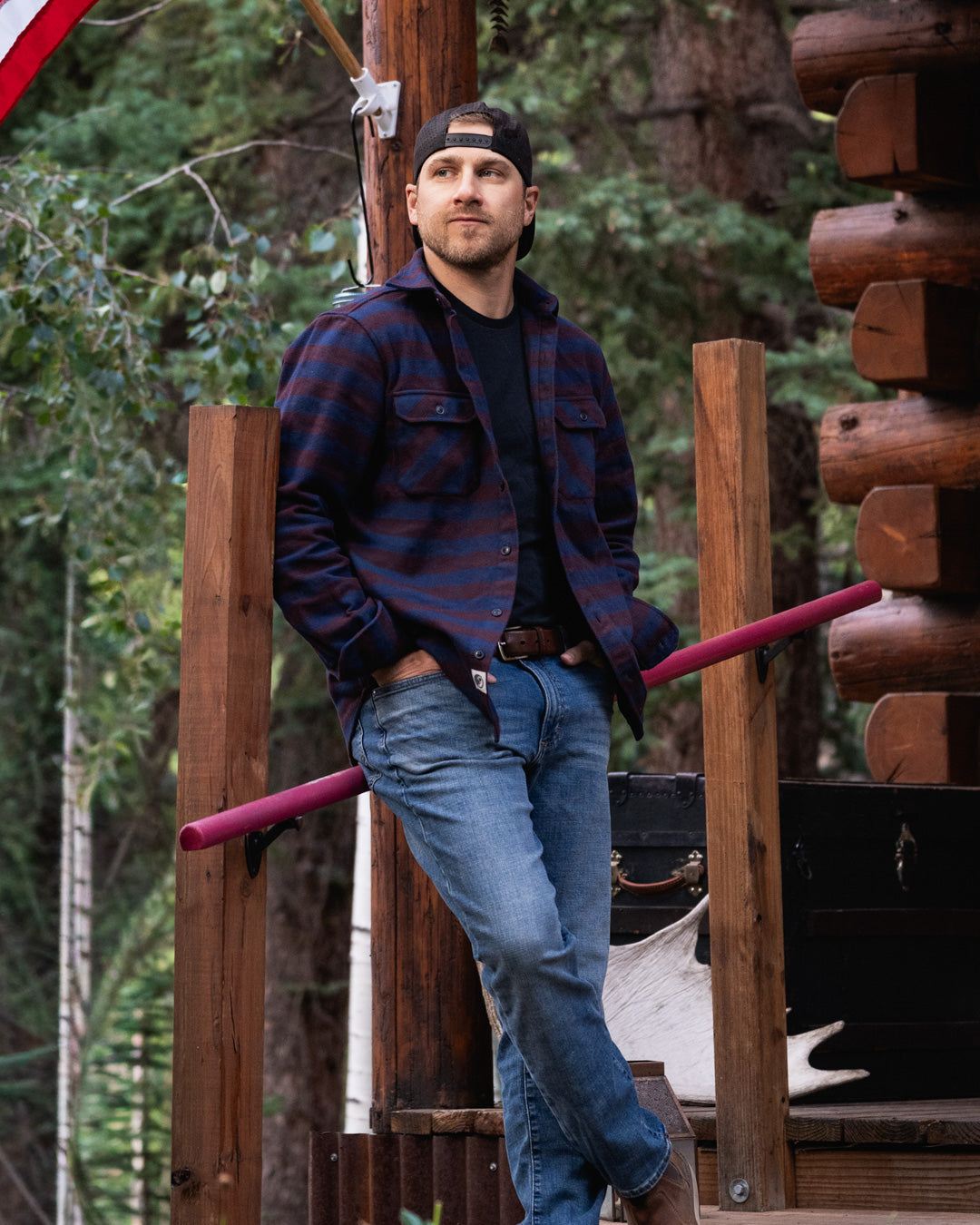 American-Made Flannel Shirt for Men in Brown and Blue