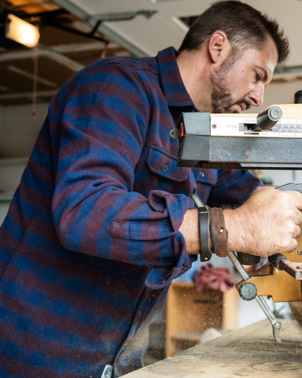 American-Made Flannel Shirt for Men in Brown and Blue
