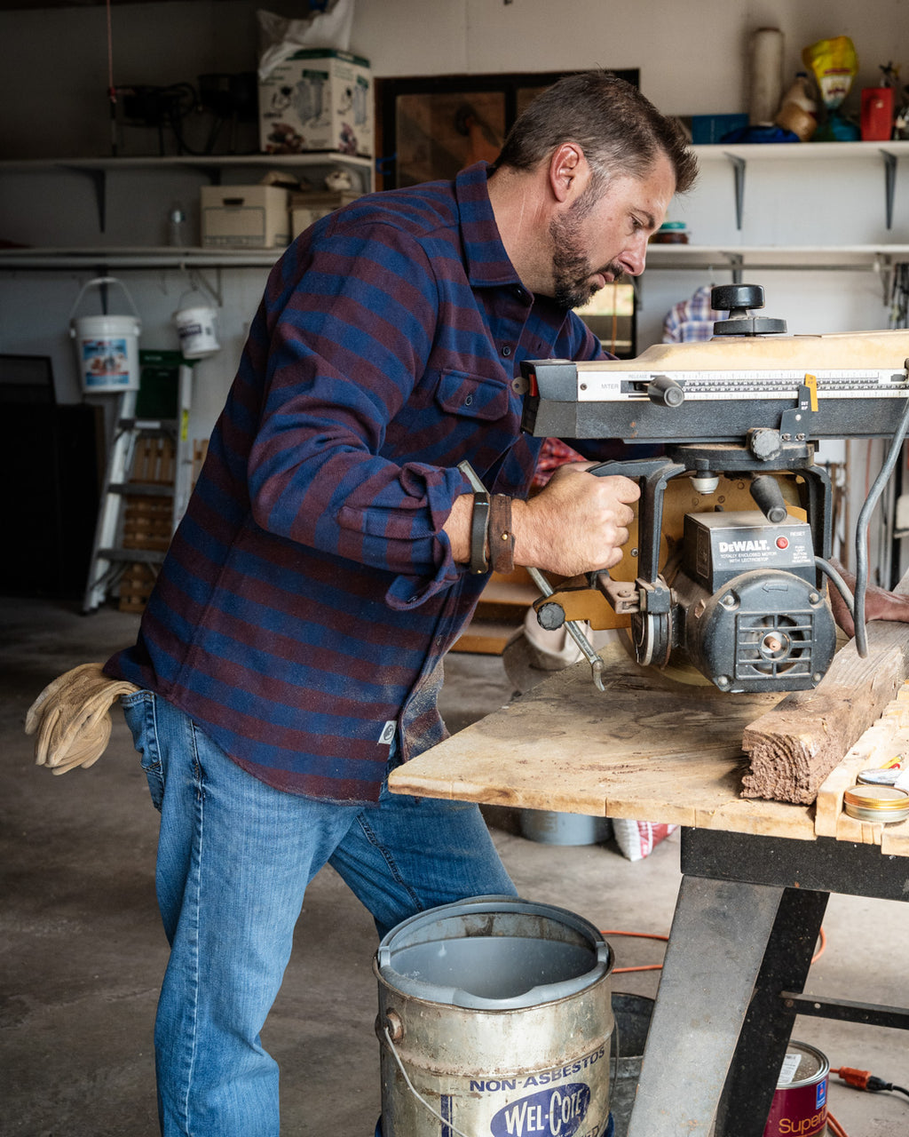 American-Made Flannel Shirt for Men in Brown and Blue