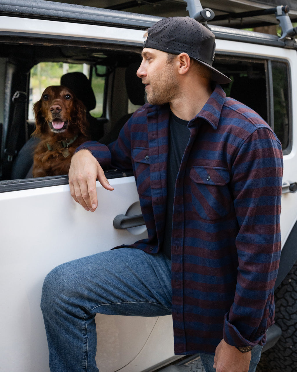 American-Made Flannel Shirt for Men in Brown and Blue