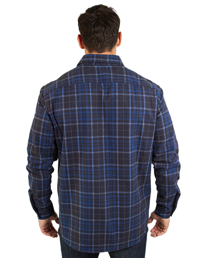 Yukon Flannel Shirt Jacket in Navy Plaid, 100% Cotton Flannel for Men by MuskOx Flannels