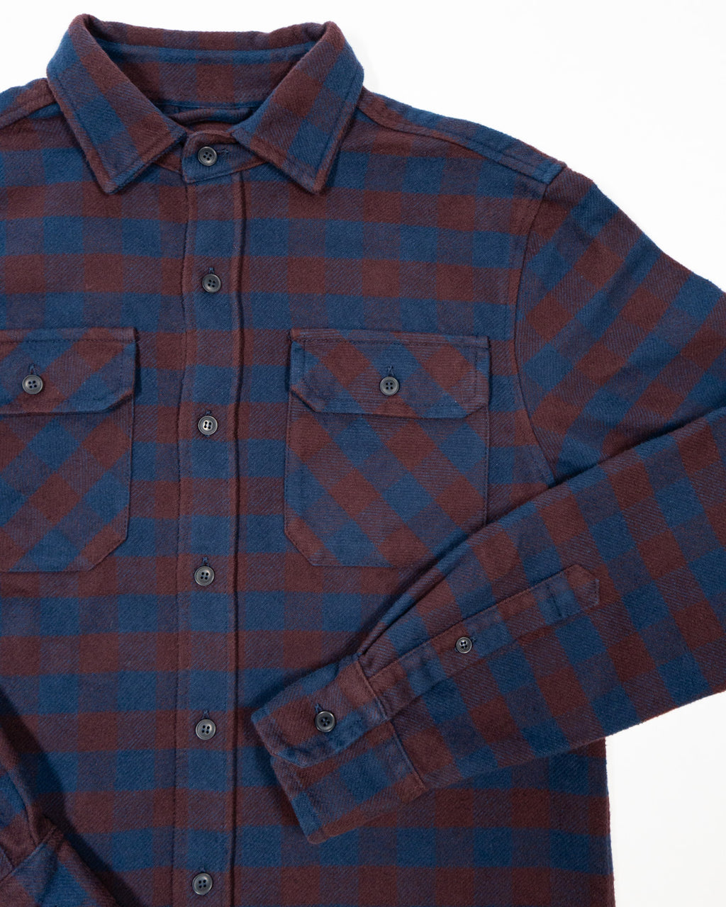 American-Made Flannel Shirt for Men in Brown and Blue