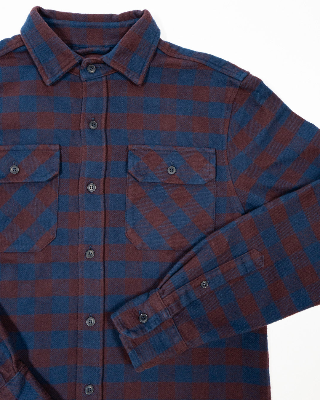 American-Made Flannel Shirt for Men in Brown and Blue