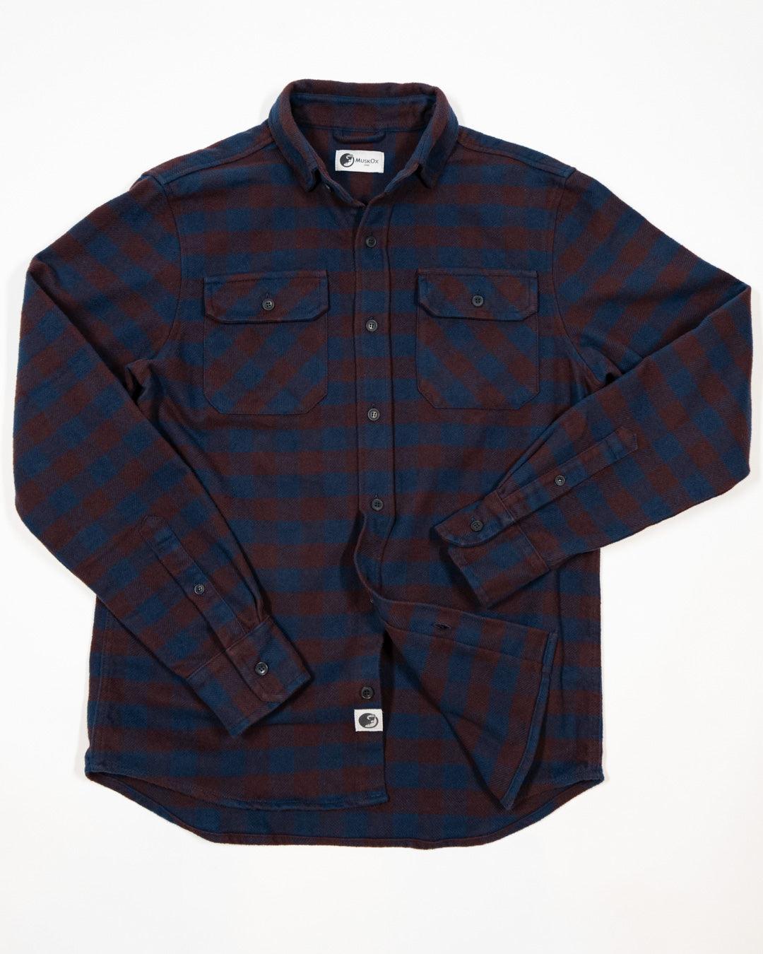 American-Made Flannel Shirt for Men in Brown and Blue
