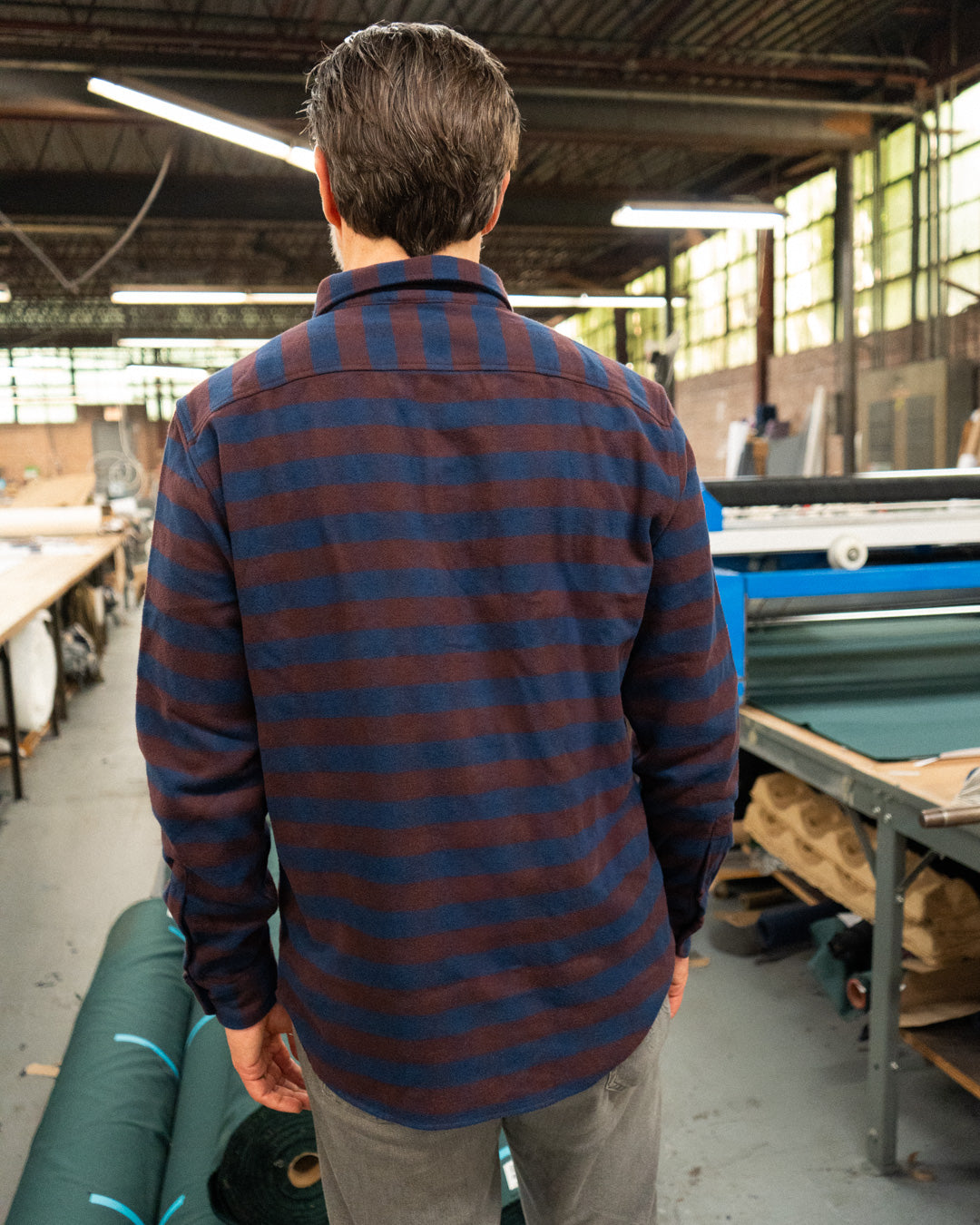 American-Made Flannel Shirt for Men in Brown and Blue