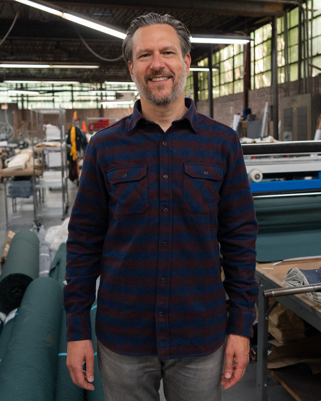 American-Made Flannel Shirt for Men in Brown and Blue