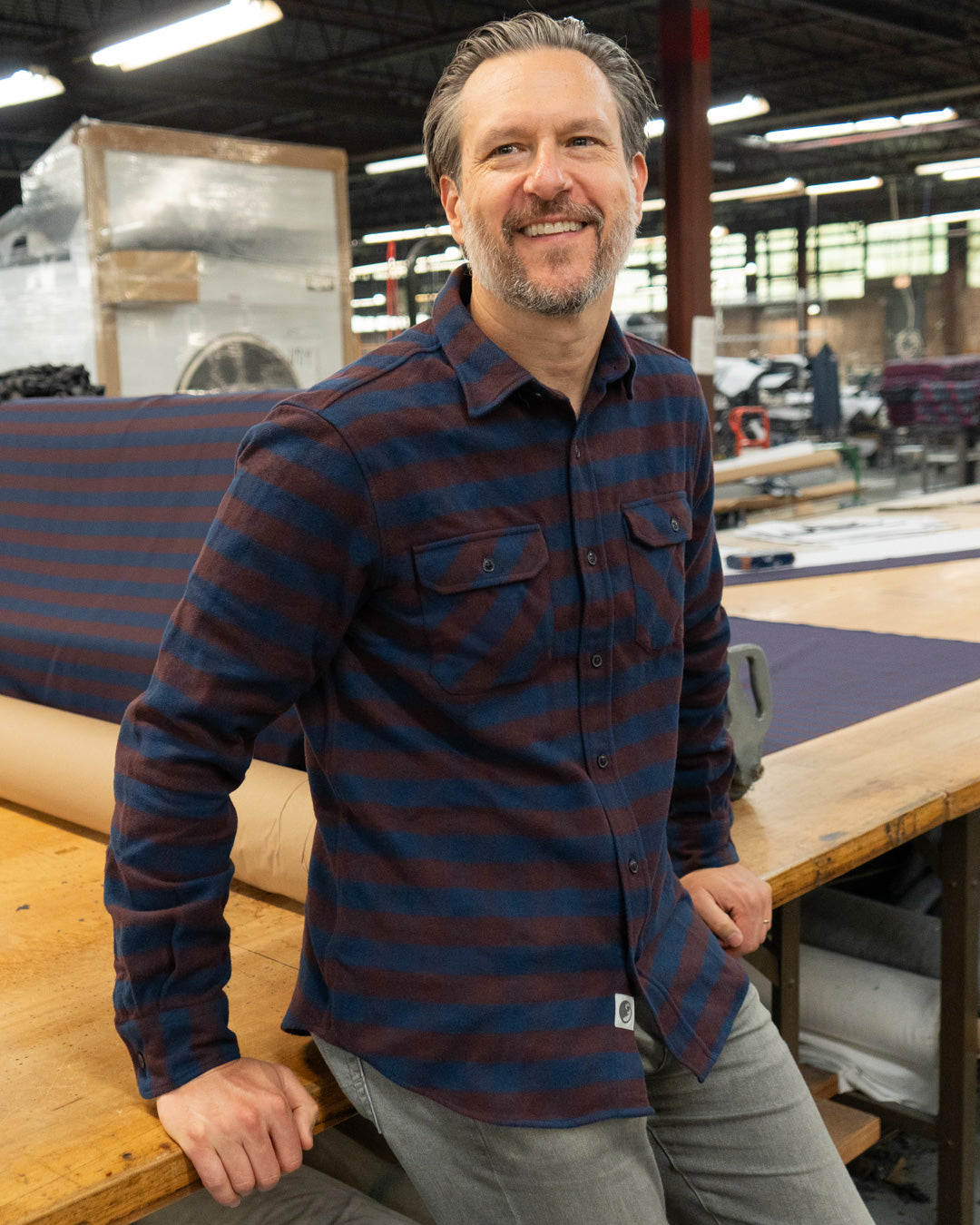 American-Made Flannel Shirt for Men in Brown and Blue