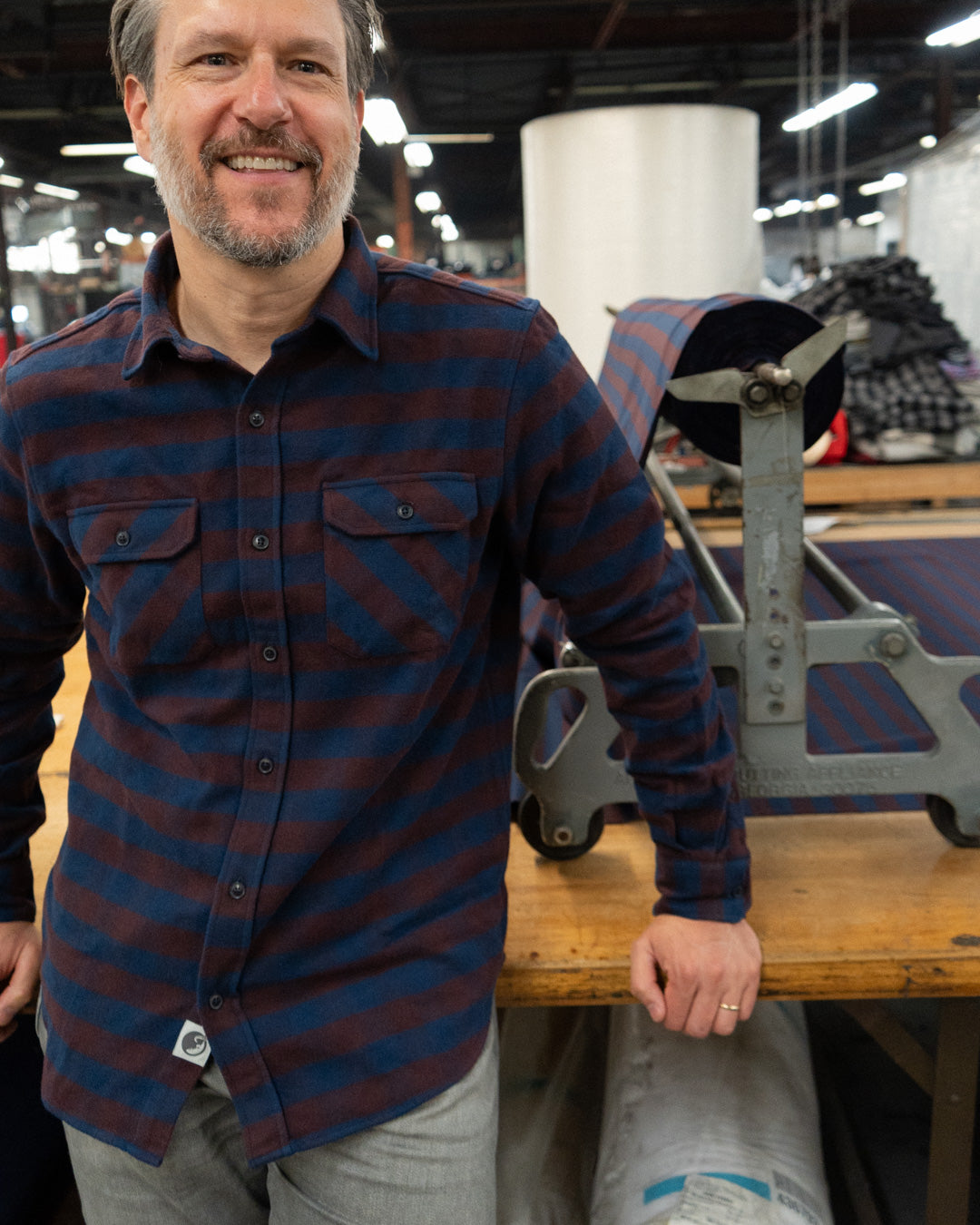 American-Made Flannel Shirt for Men in Brown and Blue