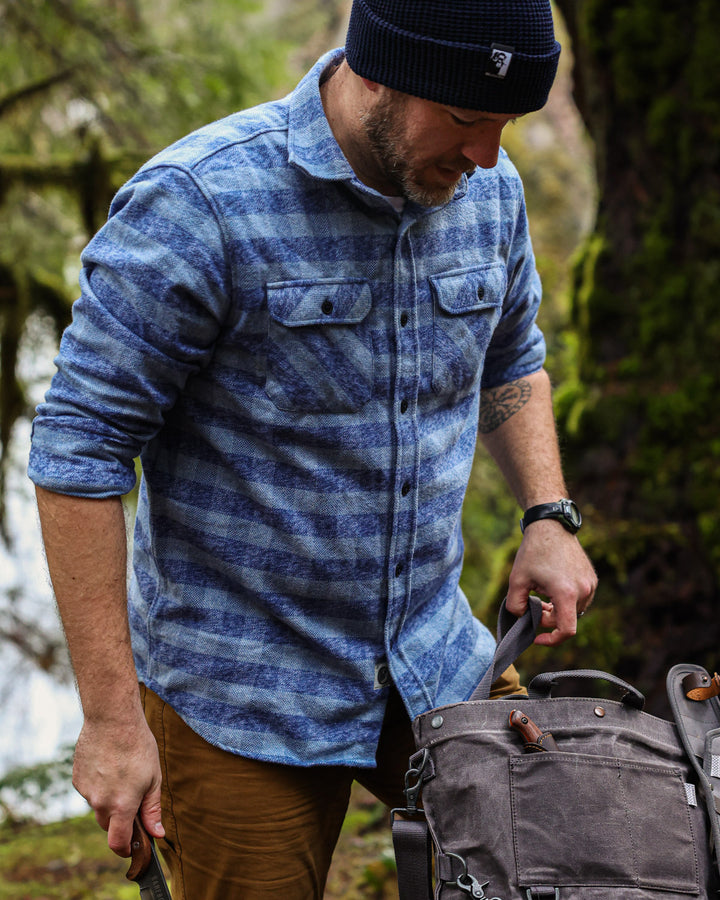 Grand Flannel in Checkered Blue, 100% cotton flannel shirt for men