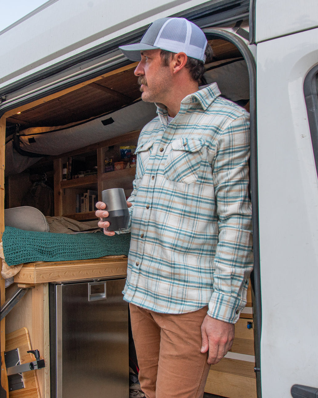Grand Flannel Shirt for Men, 100% Cotton Heavyweight Flannel Shirt in Blue and Yellow Plaid
