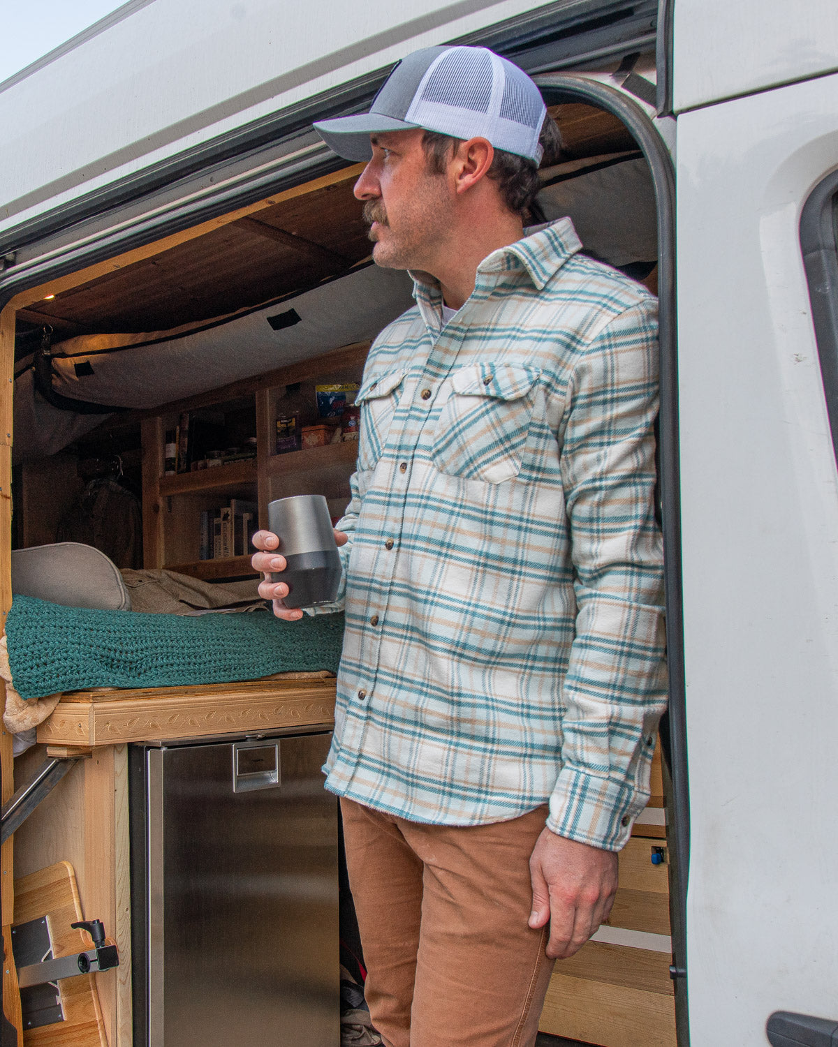 Grand Flannel Shirt for Men, 100% Cotton Heavyweight Flannel Shirt in Blue and Yellow Plaid
