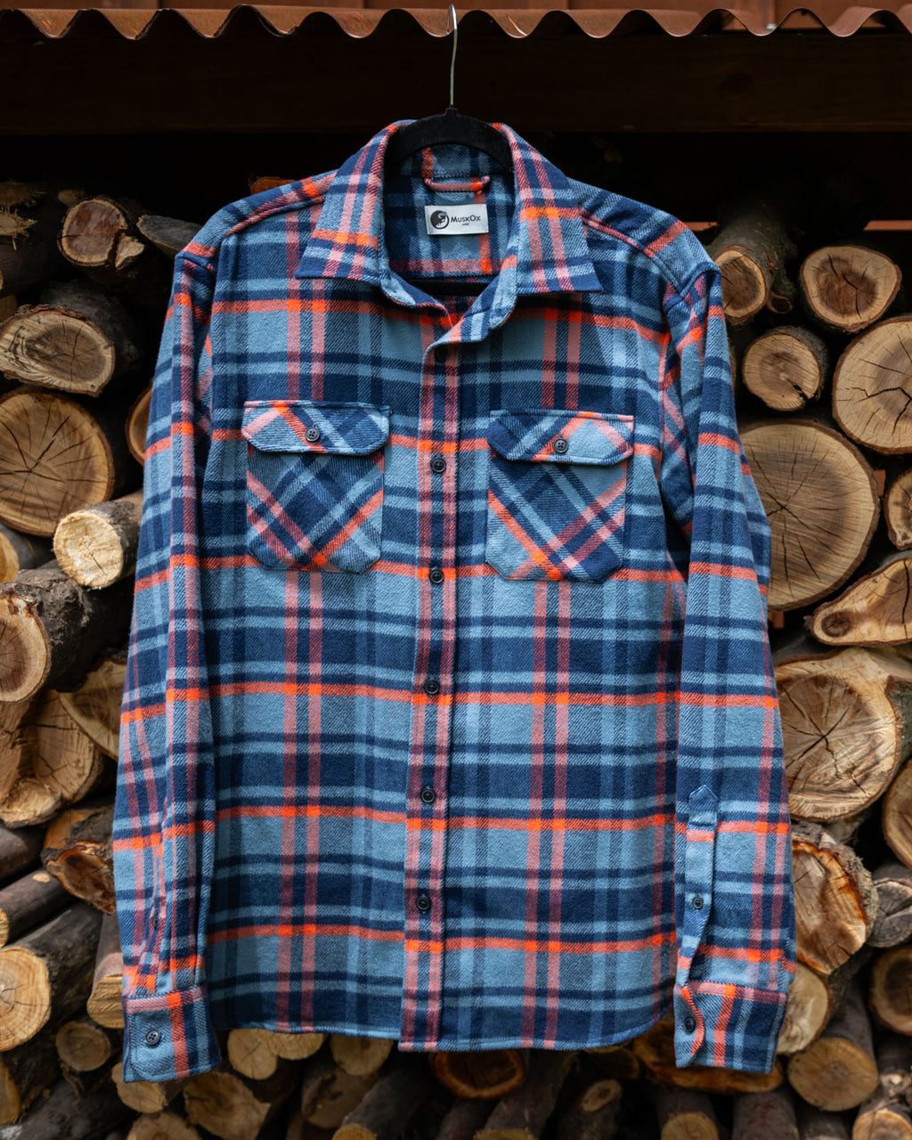 Grand Flannel in Blue Plaid, 100% Cotton Flannel for Men