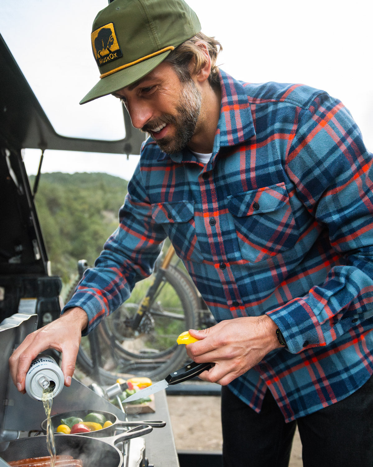 Grand Flannel in Blue Plaid, 100% Cotton Flannel for Men